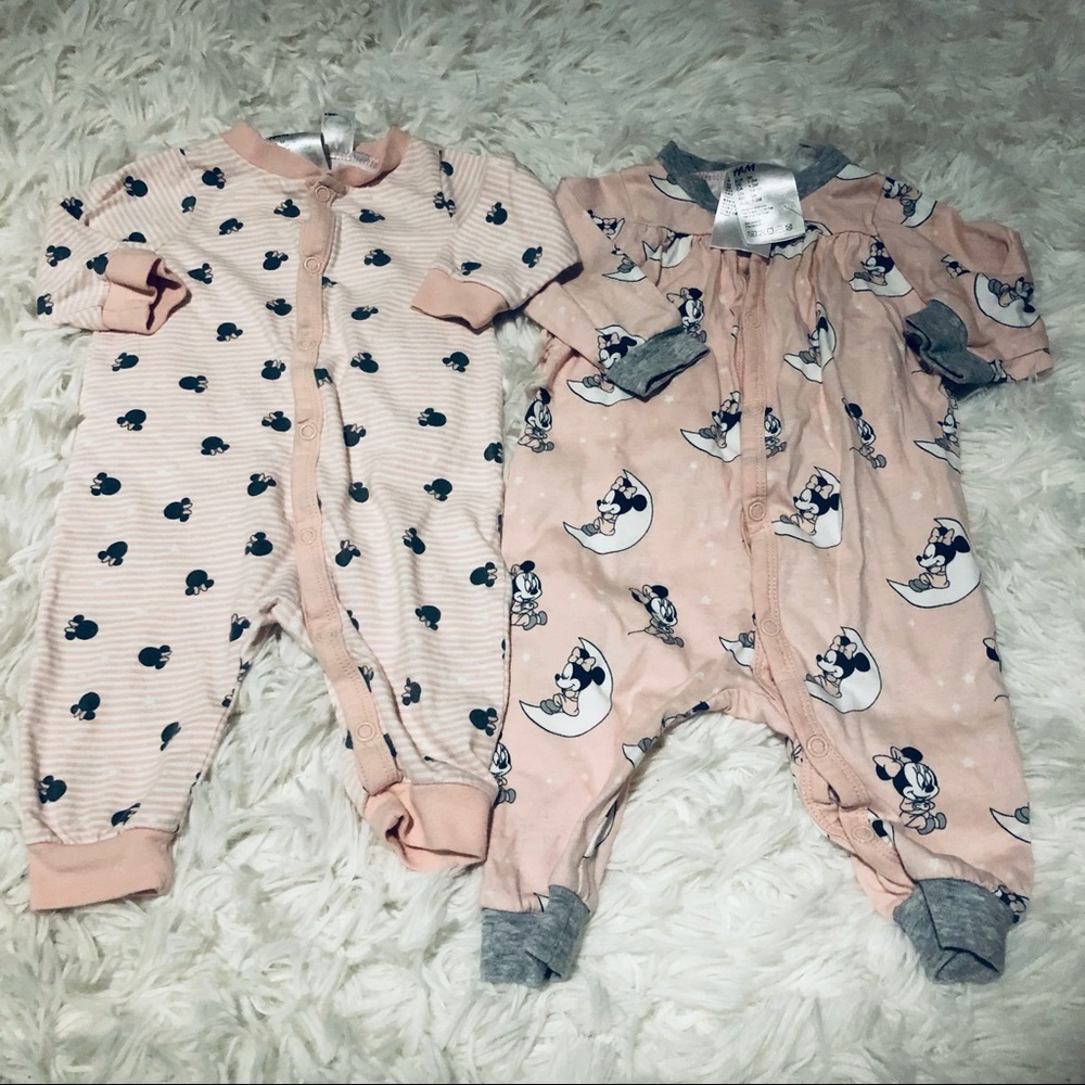 EUC Pair H&M Minnie Mouse Pink Sleepers